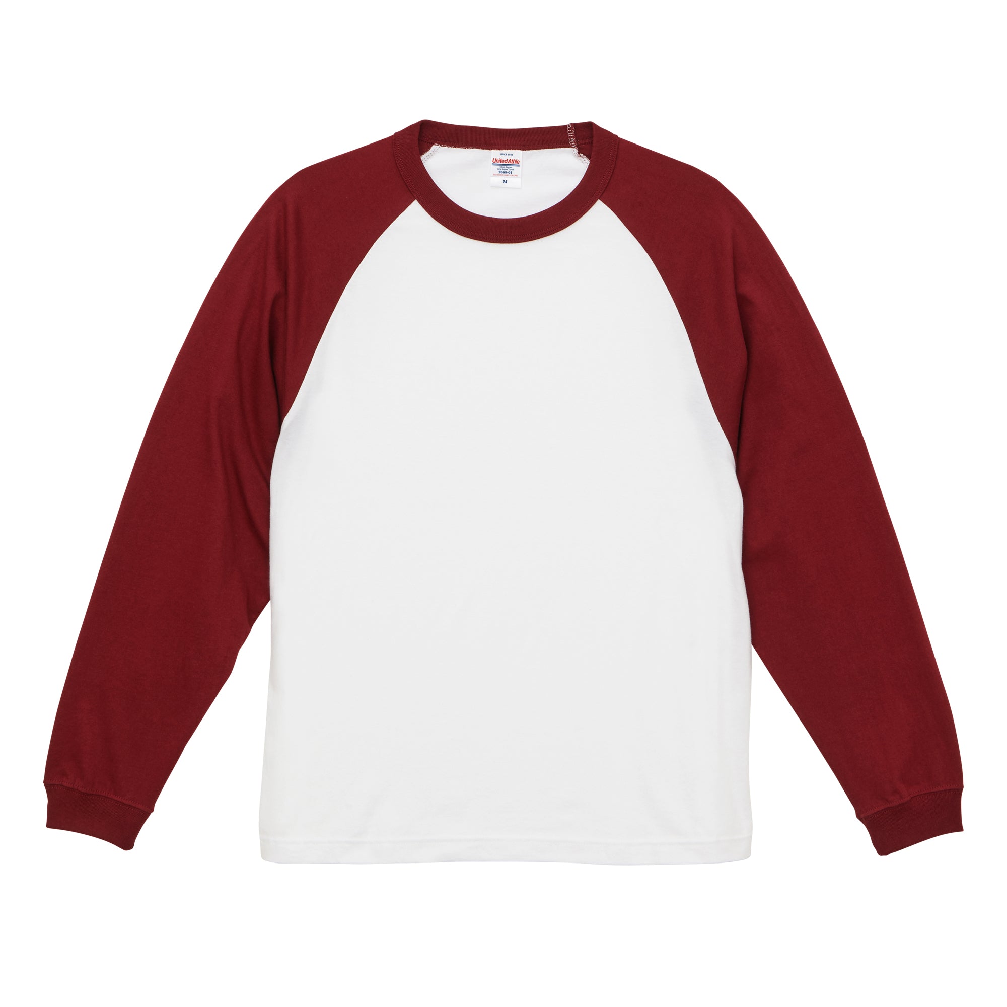 5048 - 5.6oz Raglan Long Sleeve Tee - White/Burgundy – United Athle UK